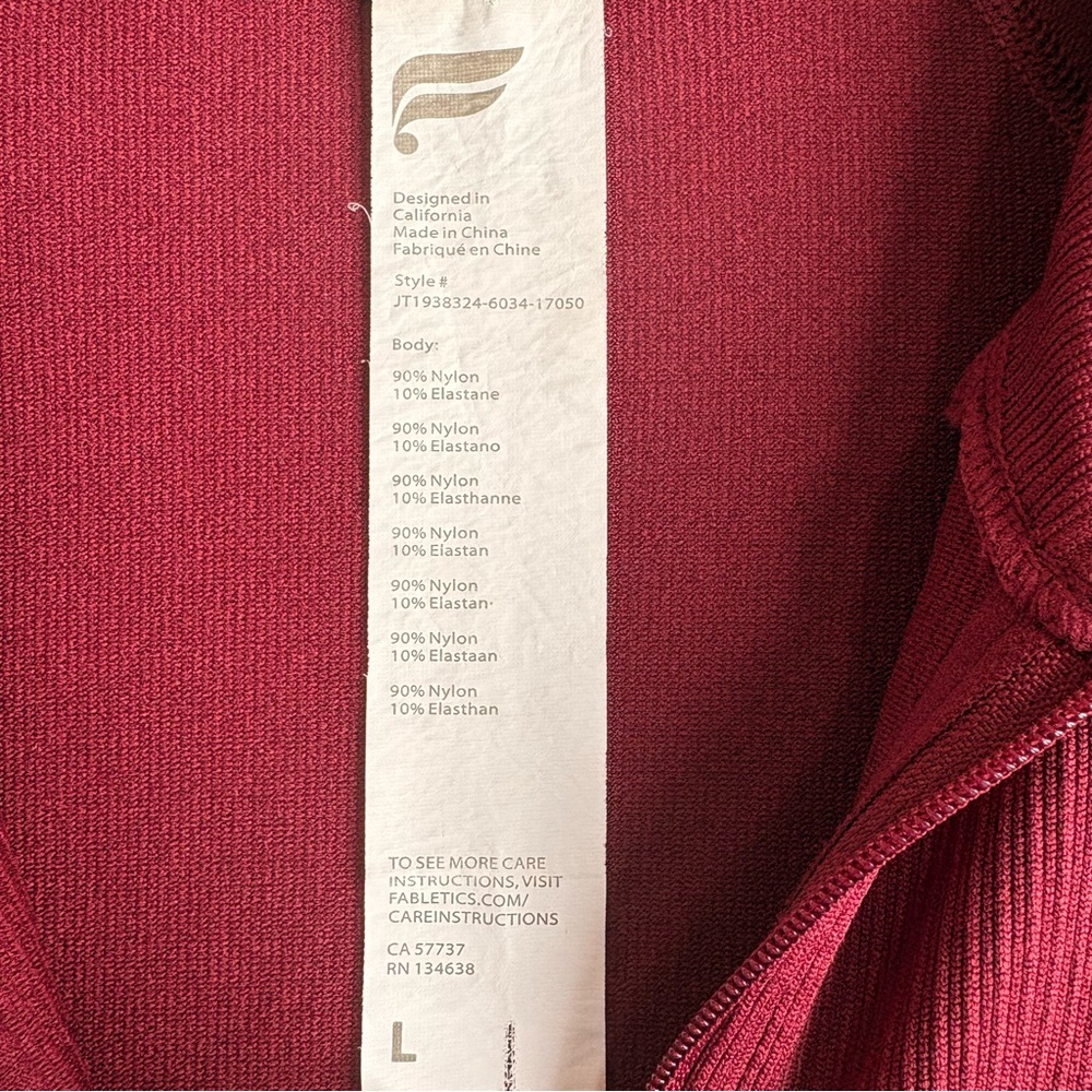 Fabletics Black Cherry Ribbed Full Zip Jacket Siz… - image 4